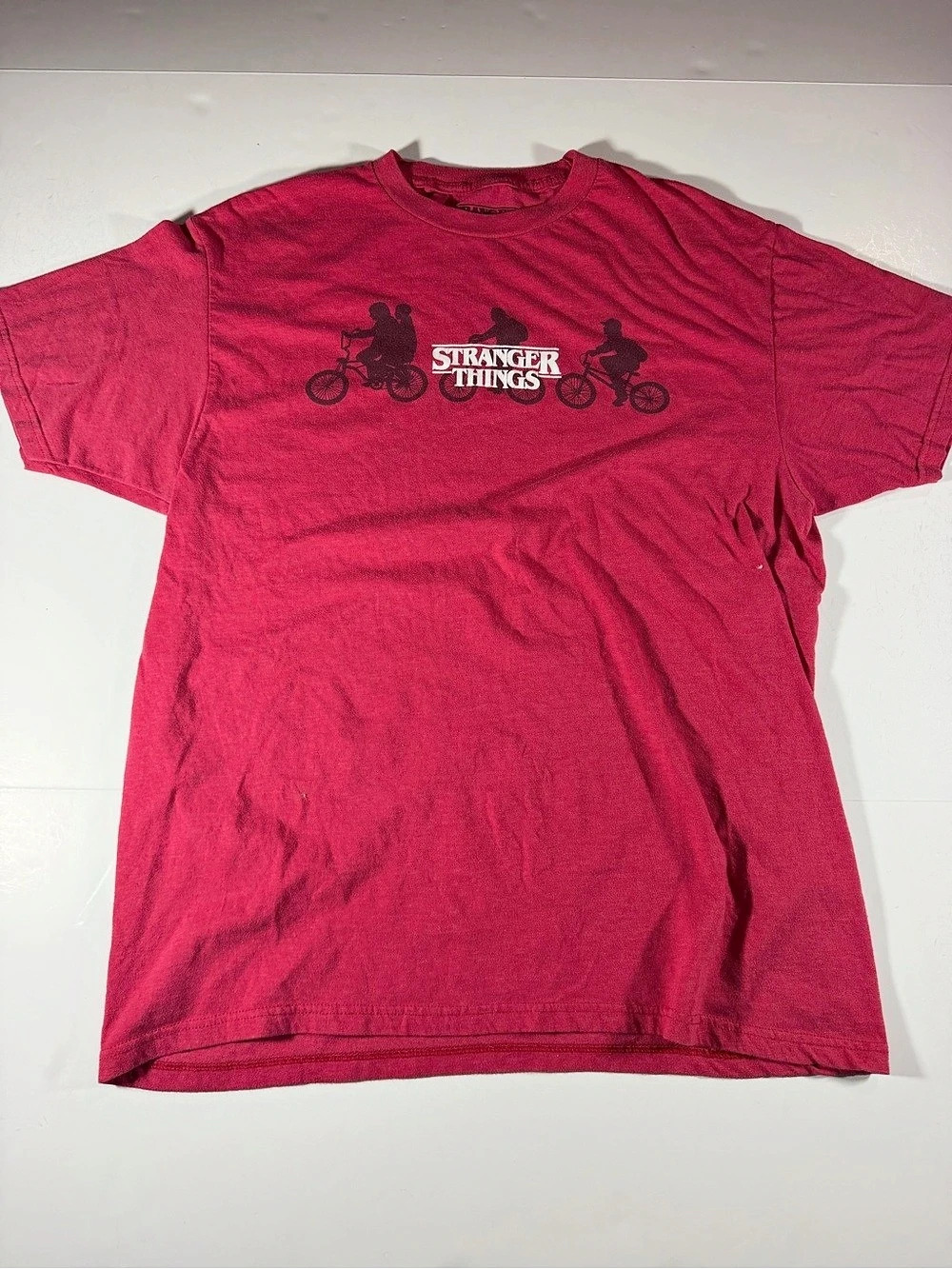 Netflix Stranger Things Classic Logo Bike Silhouettes T-Shirt in Pink